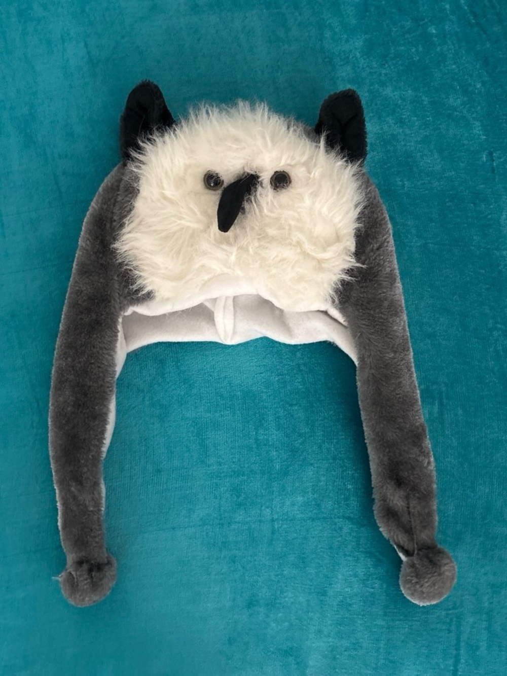 Spencer's Gray and White Plush Owl Earflap Hat